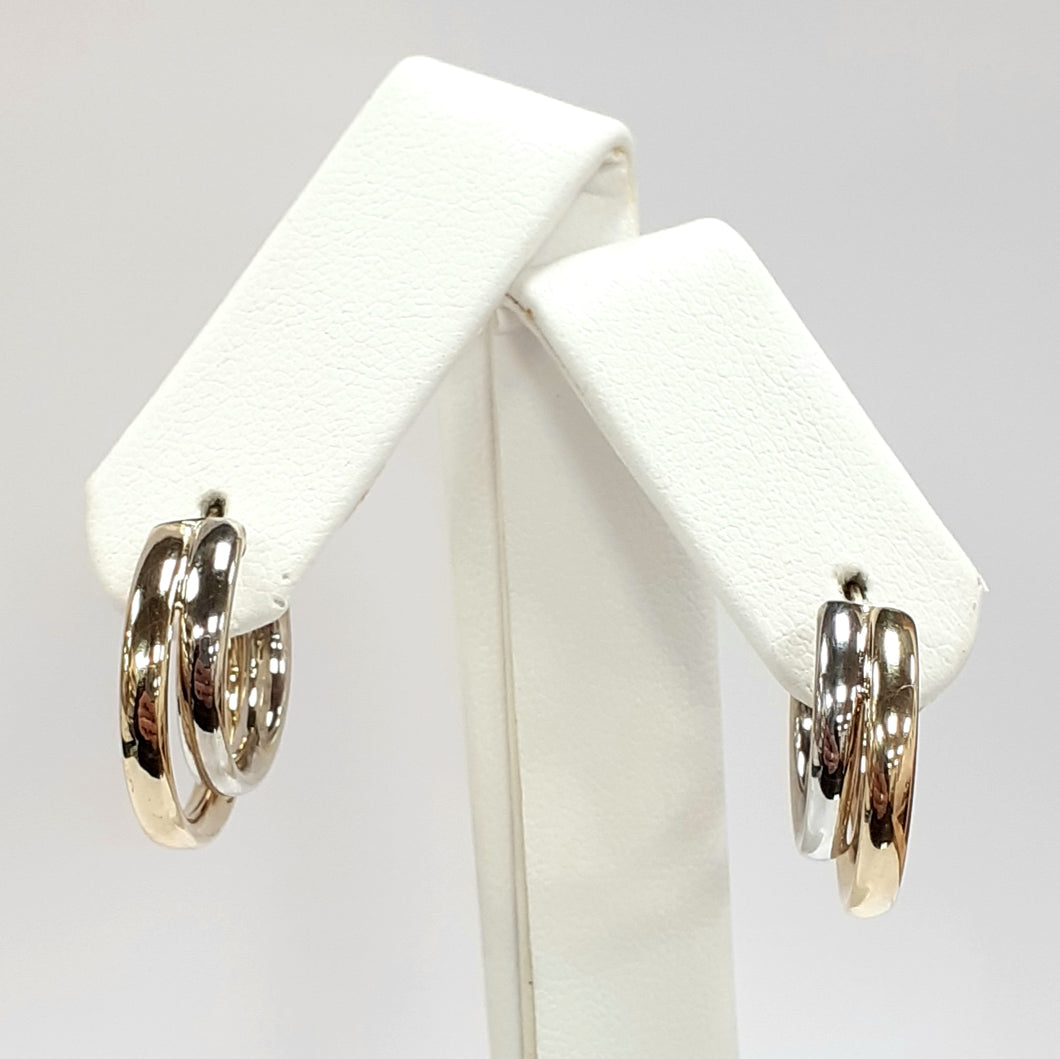 9ct Yellow & White Gold Hallmark Earrings - Product Code - VX60