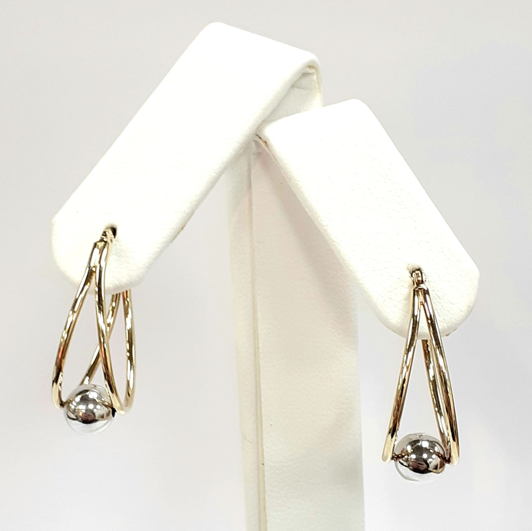 9ct Yellow & White Gold Hallmark Earrings - Product Code - VX805