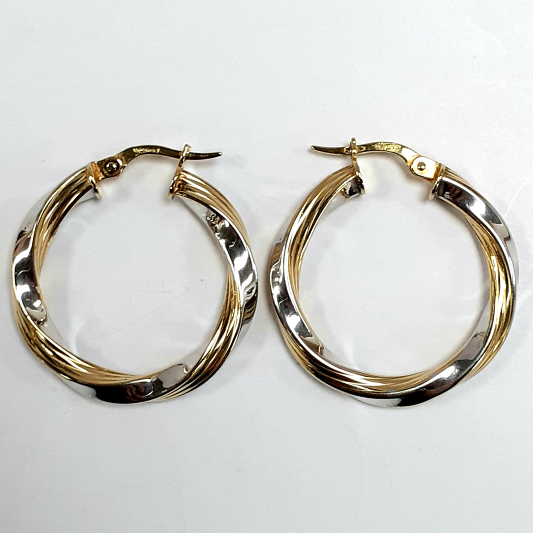 9ct Yellow & White Gold Hallmark Earrings - Product Code - VX811