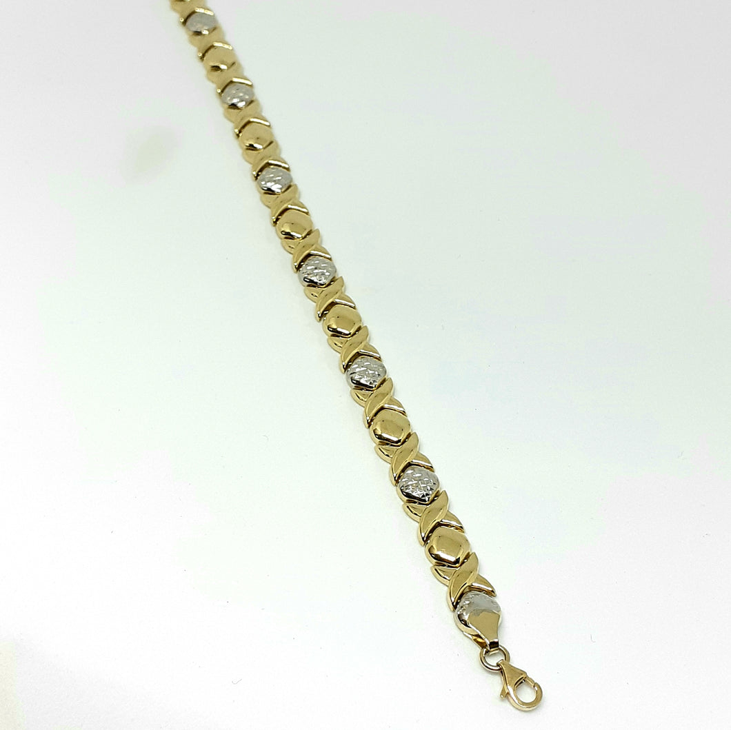 9ct Yellow & White Gold Hallmarked Bracelet - Product Code - VX640