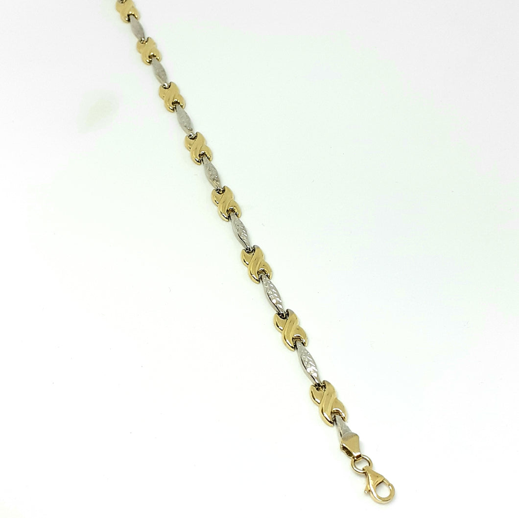 9ct Yellow & White Gold Hallmarked Bracelet - Product Code - VX641