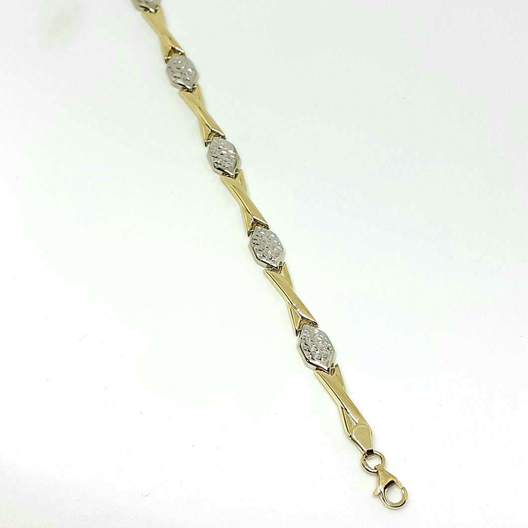 9ct Yellow & White Gold Hallmarked Bracelet - Product Code - VX642