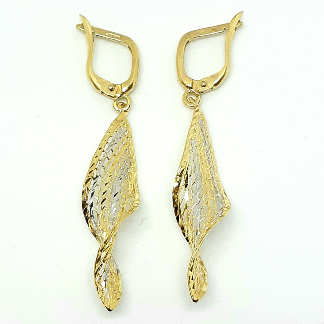 9ct Yellow & White Gold Hallmarked Drop Earrings - Product Code - VX360