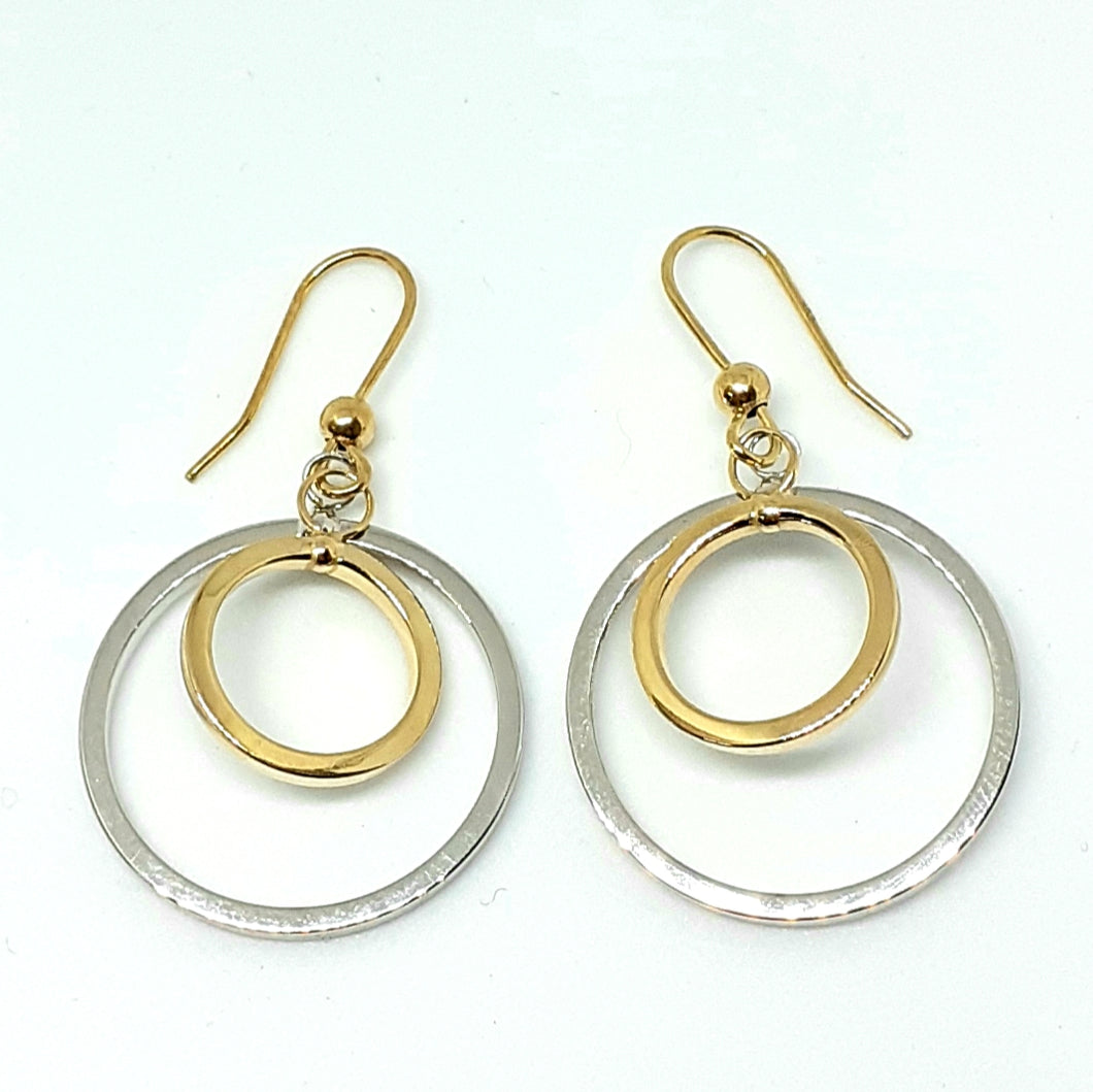 9ct Yellow & White Gold Hallmarked Drop Earrings - Product Code - VX367