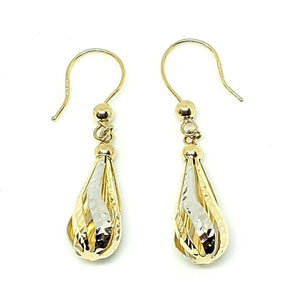 9ct Yellow & White Gold Hallmarked Drop Earrings - Product Code - VX509