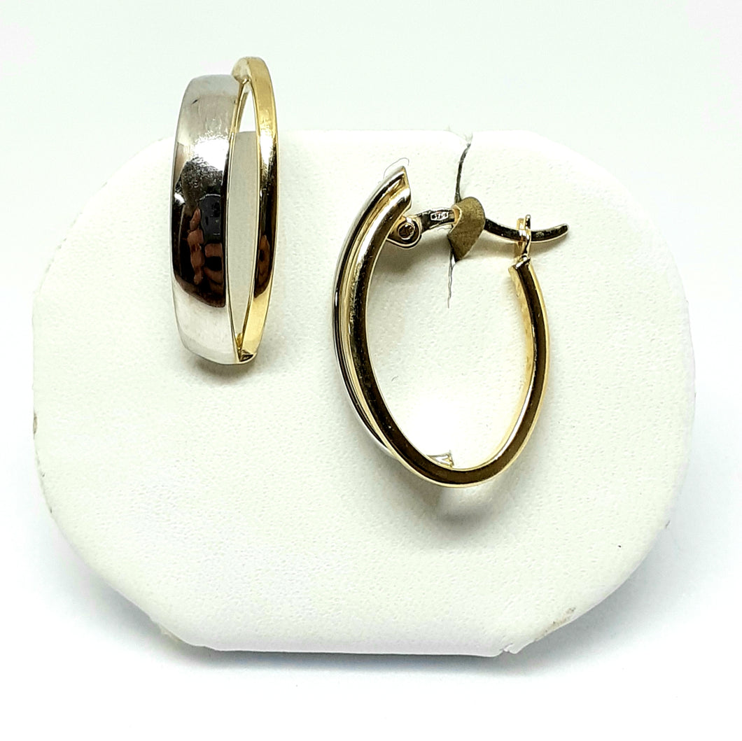 9ct Yellow & White Gold Hallmarked Hoop Earrings - Product Code - VX485