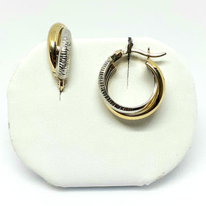 9ct Yellow & White Gold Hallmarked Hoop Earrings - Product Code - VX486