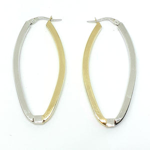9ct Yellow & White Gold Hallmarked Hoop Earrings - Product Code - VX487