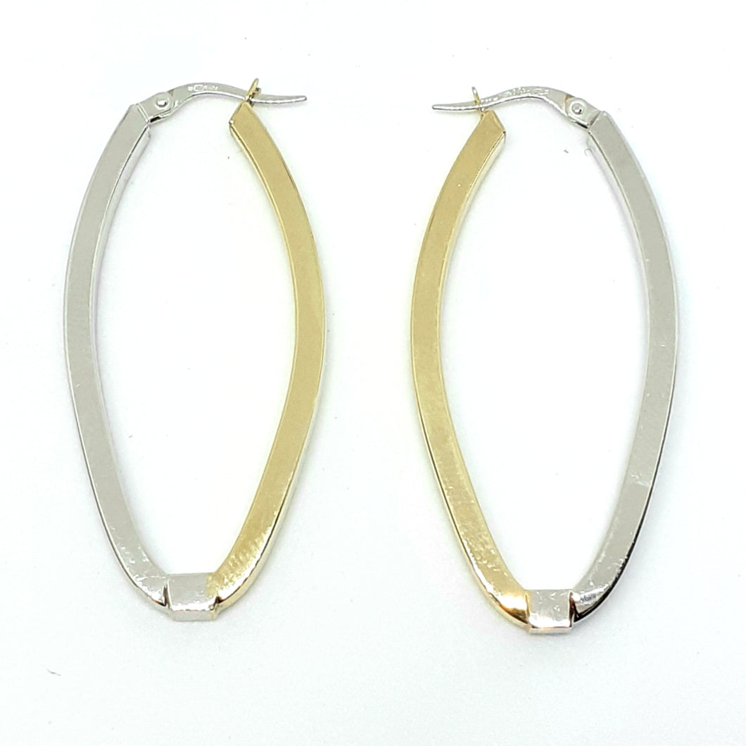 9ct Yellow & White Gold Hallmarked Hoop Earrings - Product Code - VX487