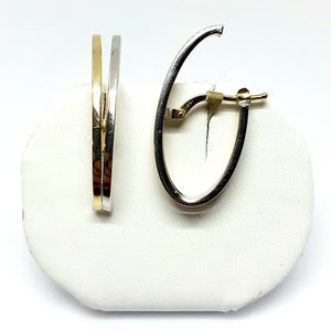 9ct Yellow & White Gold Hallmarked Hoop Earrings - Product Code - VX488