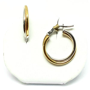 9ct Yellow & White Gold Hallmarked Hoop Earrings - Product Code - VX491