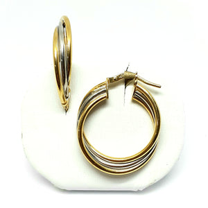 9ct Yellow & White Gold Hallmarked Hoop Earrings - Product Code - VX493