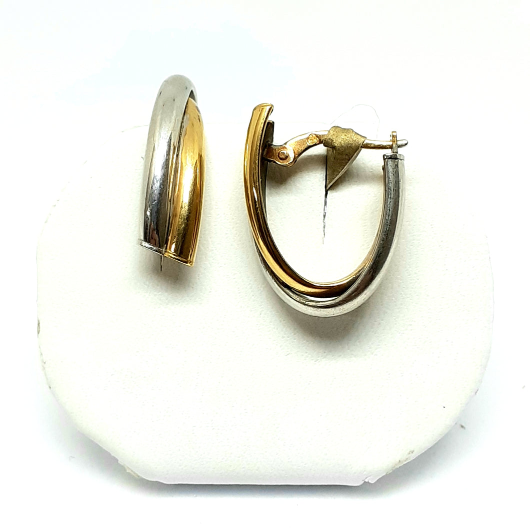 9ct Yellow & White Gold Hallmarked Hoop Earrings - Product Code - VX495