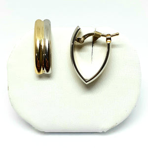 9ct Yellow & White Gold Hallmarked Hoop Earrings - Product Code - VX497