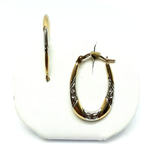 9ct Yellow & White Gold Hallmarked Hoop Earrings - Product Code - VX500