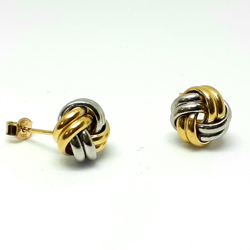 9ct Yellow & White Gold Hallmarked Stud Earrings - Product Code - VX505