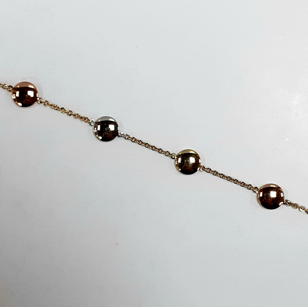 9ct Yellow, White & Rose Gold Hallmarked Ladies Bracelet - Product Code - VX253