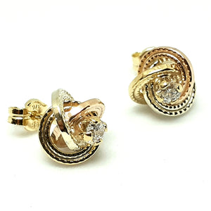 9ct Yellow, White & Rose Gold Hallmarked Stud Earring - Product Code - VX534