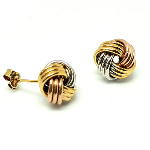 9ct Yellow, White & Rose Gold Hallmarked Stud Earrings - Product Code - VX531