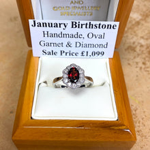 Load image into Gallery viewer, White Gold Hallmarked Garnet &amp; Diamond Ring - Product Code - A390
