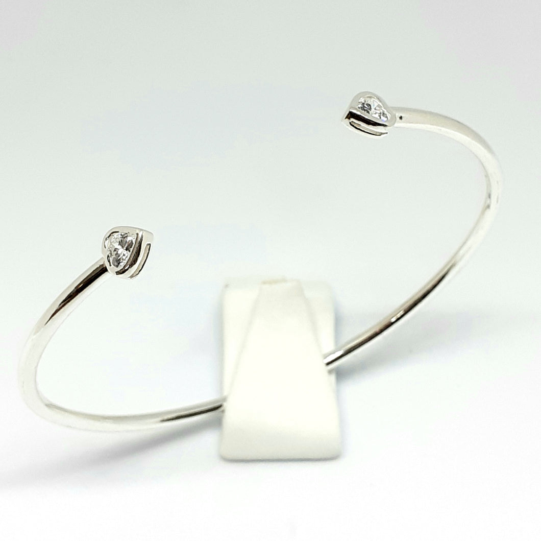 Silver Torque Heart Bangle - Product Code - H1