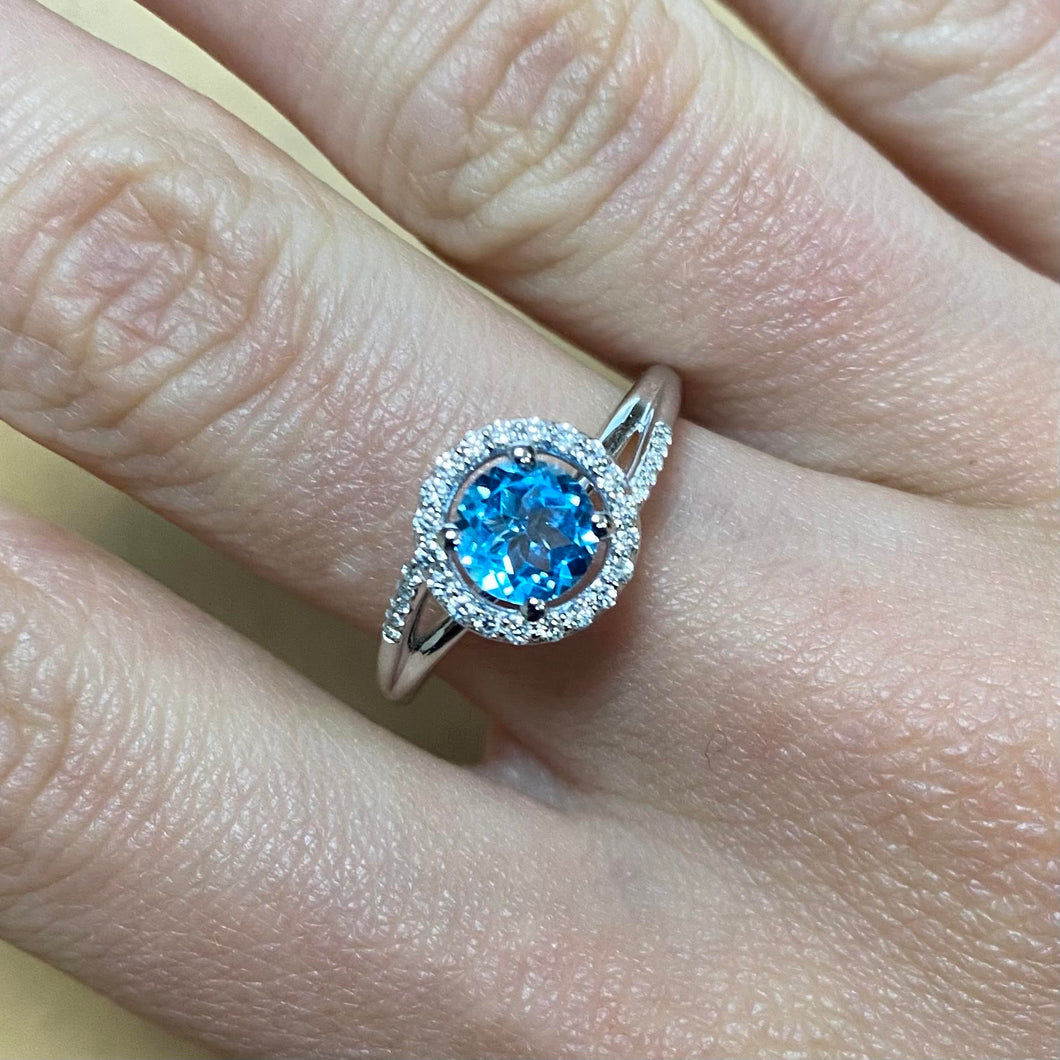 Blue Topaz & Diamond Ring - Product Code - A890