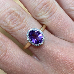 Amethyst & Diamond Ring - Product Code - A891