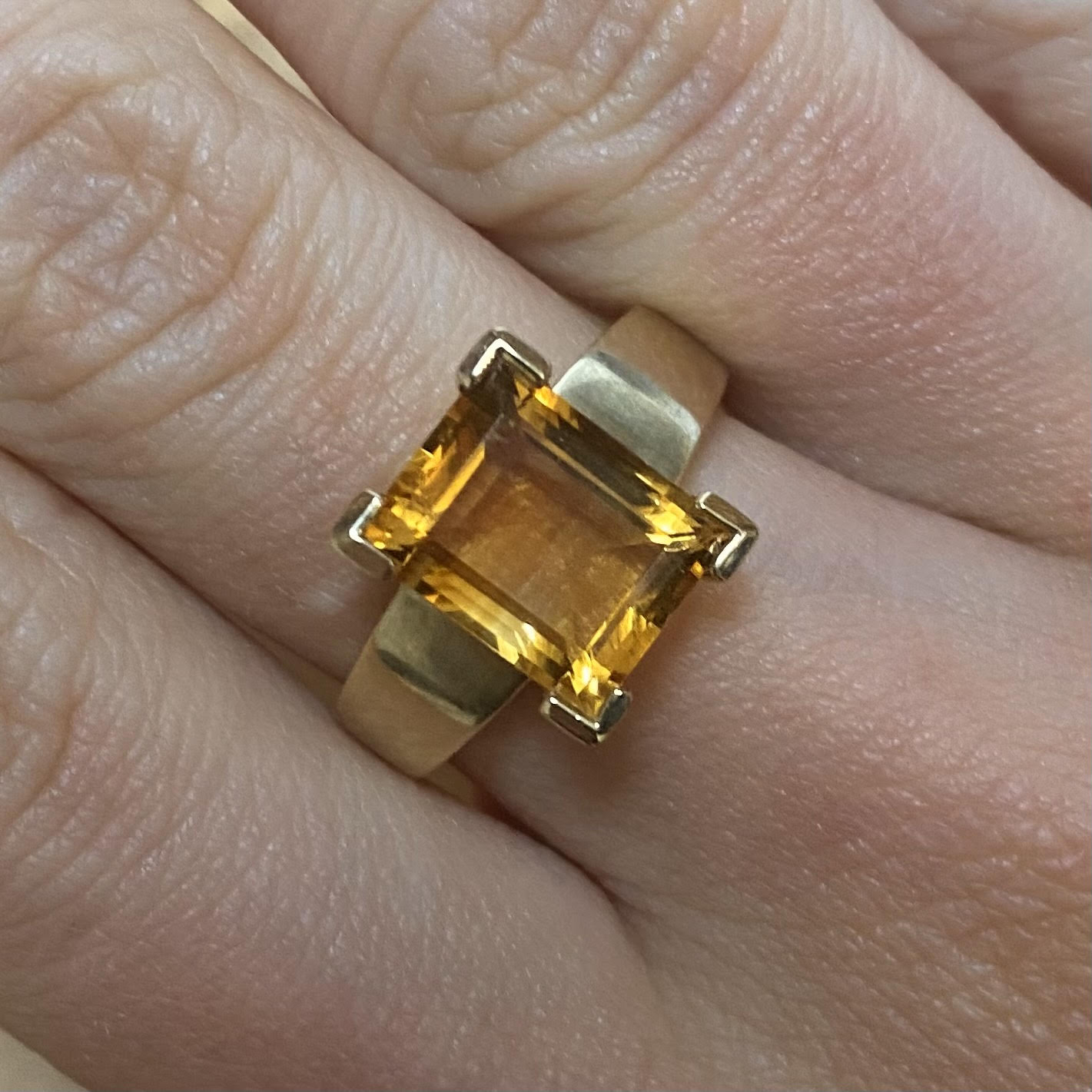 Citrine Yellow Gold Emerald Cut Ring Product Code AA16