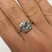Load image into Gallery viewer, Aquamarine &amp; Diamond White Gold Ring - Product Code - E588
