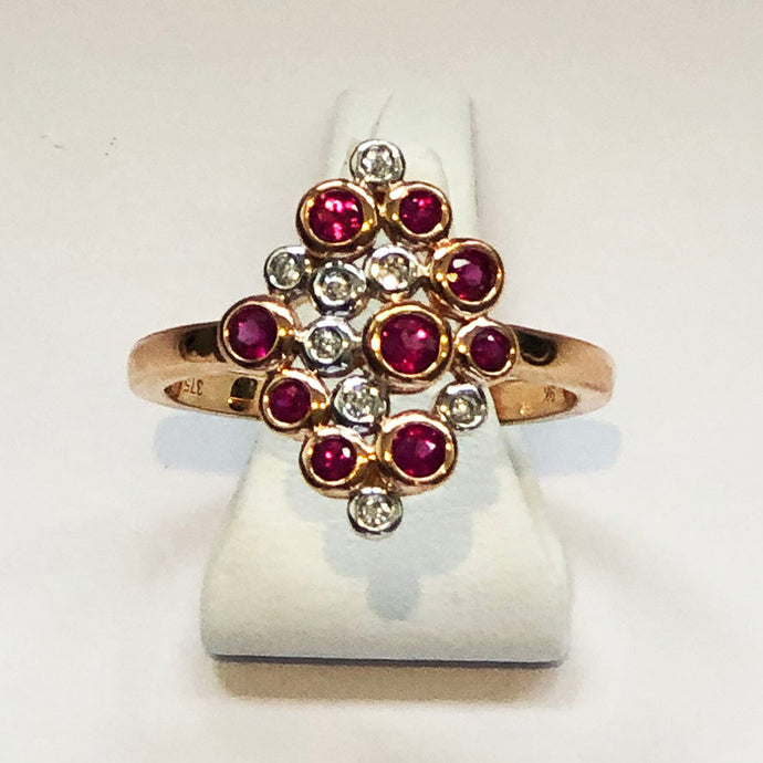 Diamond and Ruby Rose Gold Designer Ring