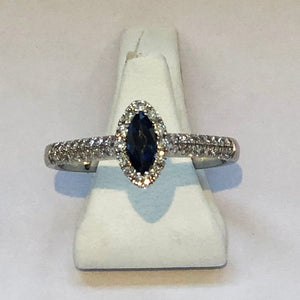 Diamond and Sapphire White Gold Designer Ring