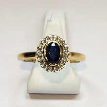 Load image into Gallery viewer, Diamond and Sapphire Yellow Gold Designer Ring
