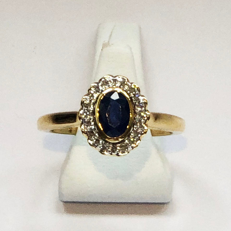 Diamond and Sapphire Yellow Gold Designer Ring