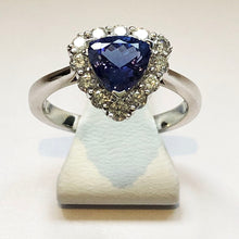 Load image into Gallery viewer, Diamond and Tanzanite Triangle White Gold Ring
