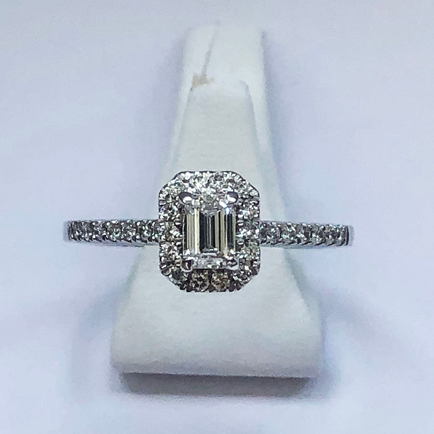 Diamond and Emerald Platinum Designer Ring