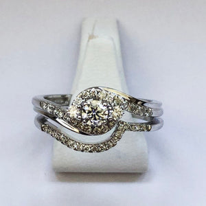 Diamond White Gold Bridal Set - Engagement And Wedding Ring Combo - Product Code - G490