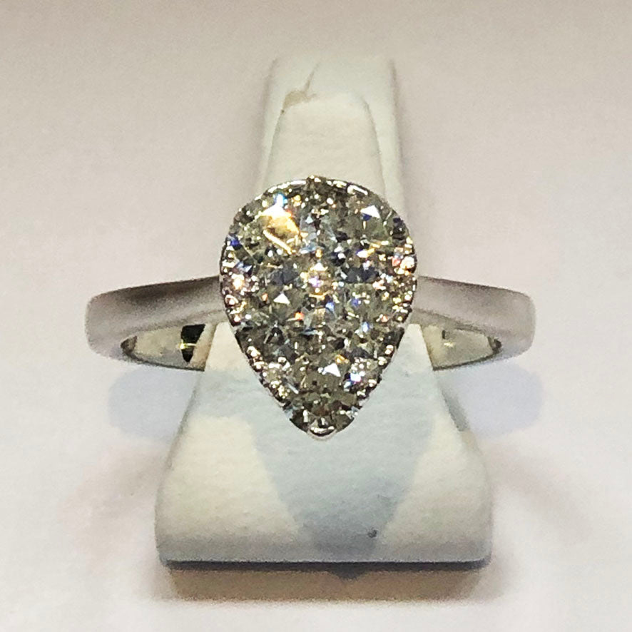 Diamond White Gold Pear Shaped Designer Ring - Product Code - E562