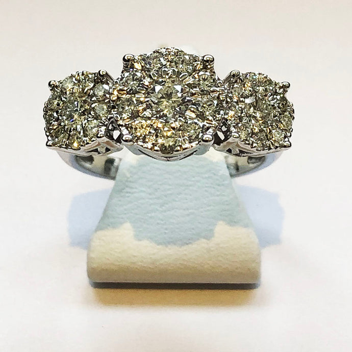 Diamond White Gold Halo Trilogy Ring