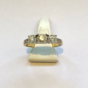 Diamond Three Stone Hallmarked Yellow Gold Ring - Product Code - B417