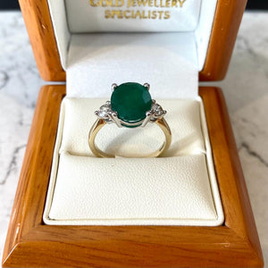 3ct Oval Emerald & Diamond Ring - E603