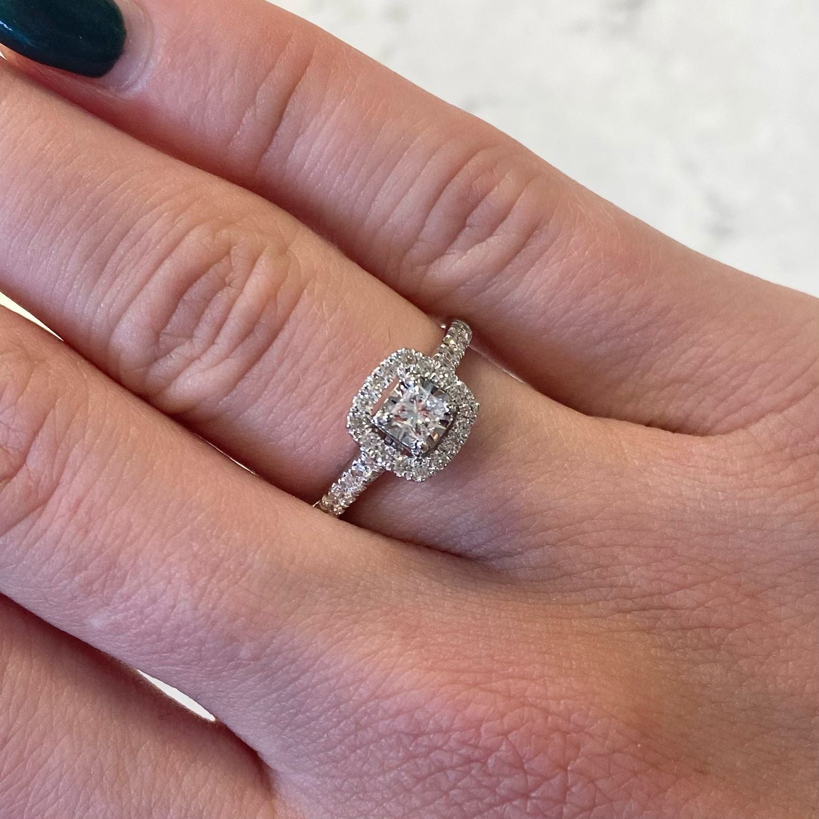 Princess Cut Diamond Engagement Ring with Hidden Halo & Diamond Pave –  Concierge Diamonds