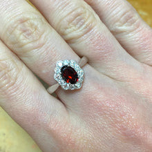 Load image into Gallery viewer, White Gold Hallmarked Garnet &amp; Diamond Ring - Product Code - A390
