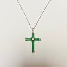 Load image into Gallery viewer, Jade Cross Pendant &amp; Silver Adjustable Chain - M820 &amp; VX777
