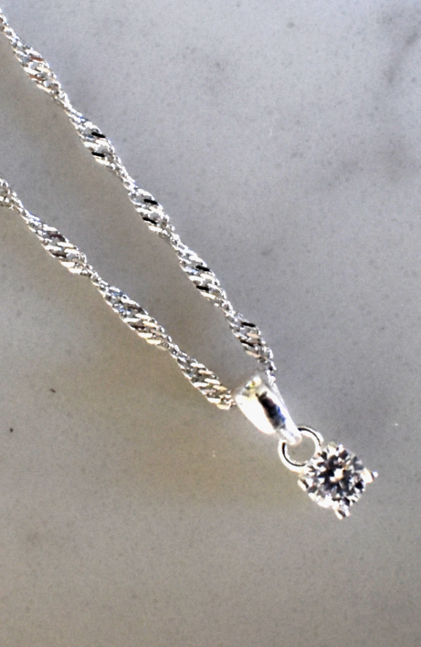 Small Silver White Cubic Zirconia Pendant 