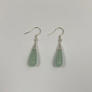 Jade & Silver Drop Earring - Product Code - M813