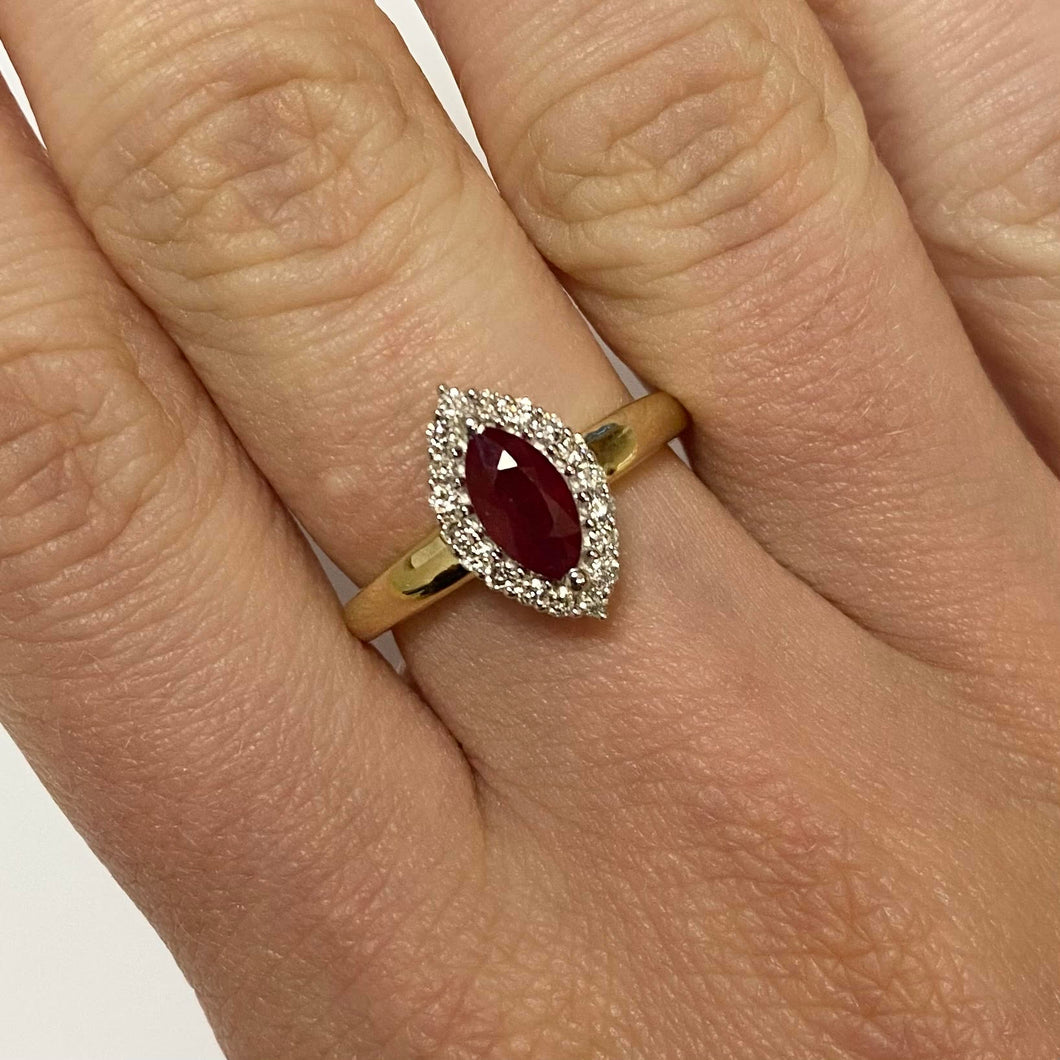 Ruby & Diamond Yellow Gold Ring - Product Code D57