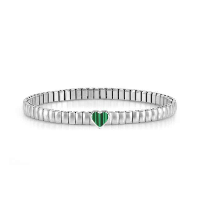 EXTENSION BRACELET, STAINLESS WITH HEART AND MALACHITE STONE - Product Code - 046009 113
