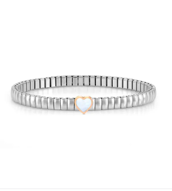 EXTENSION STAINLESS STEEL BRACELET, MOTHER OF PEARL HEART -  Product Code 046009 114