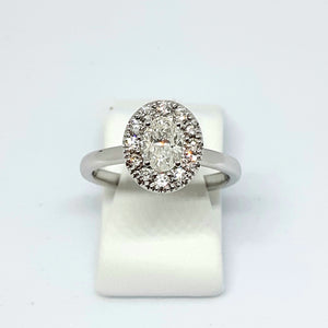 Handmade Oval Diamond Designer Ring Hallmarked 18ct White Gold - Product Code - Y404