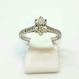 Platinum Handmade Marquise Shaped Diamond Designer Ring - Product Code - WX263